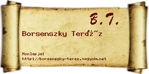 Borsenszky Teréz névjegykártya